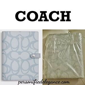 NEW Coach Sketch Signature Coated Canvas Leather Ice Blue Multi Notebook Journal